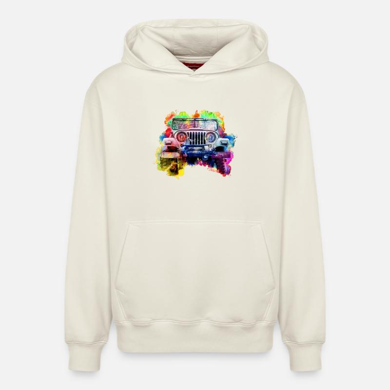 Jeep - Sweat à capuche unisexe décontracté en coton biologique – de SPREAD - blanc cassé