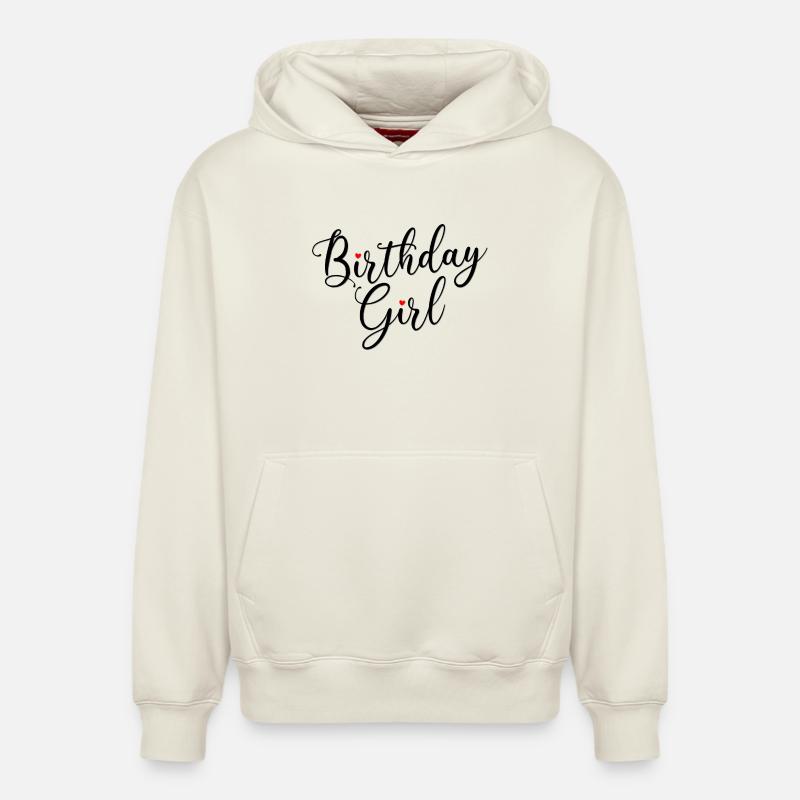 Fille d’anniversaire Script Coeurs - Sweat à capuche unisexe décontracté en coton biologique – de SPREAD - blanc cassé
