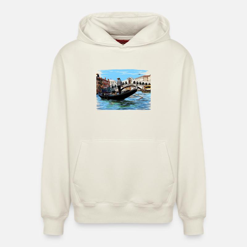 Venise - Sweat à capuche unisexe décontracté en coton biologique – de SPREAD - blanc cassé