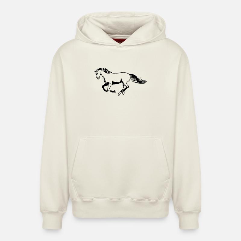 Cheval galopant - Sweat à capuche unisexe décontracté en coton biologique – de SPREAD - blanc cassé