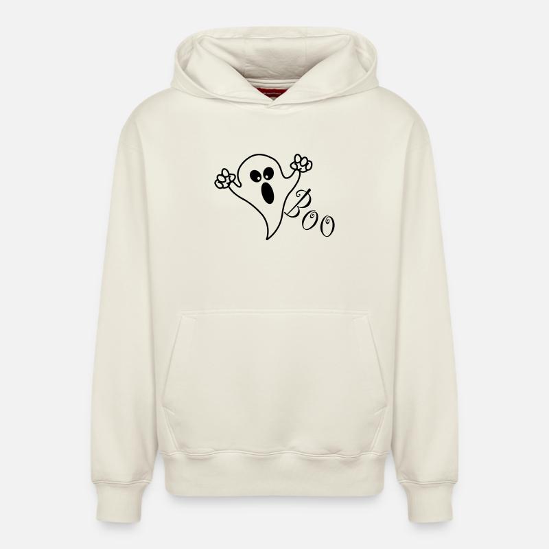 Fantôme d’Halloween - Sweat à capuche unisexe décontracté en coton biologique – de SPREAD - blanc cassé