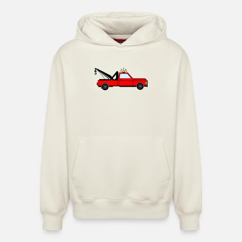 Dépanneuse rouge - Sweat à capuche unisexe décontracté en coton biologique – de SPREAD - blanc cassé