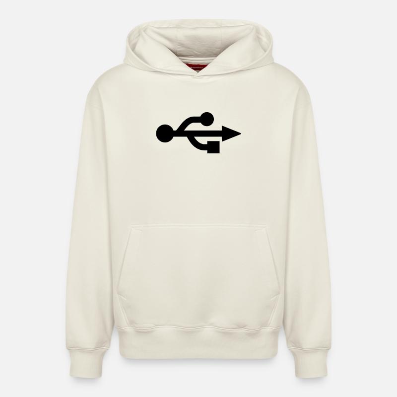 USB Logo - Nerd - Geek - Sweat à capuche unisexe décontracté en coton biologique – de SPREAD - blanc cassé