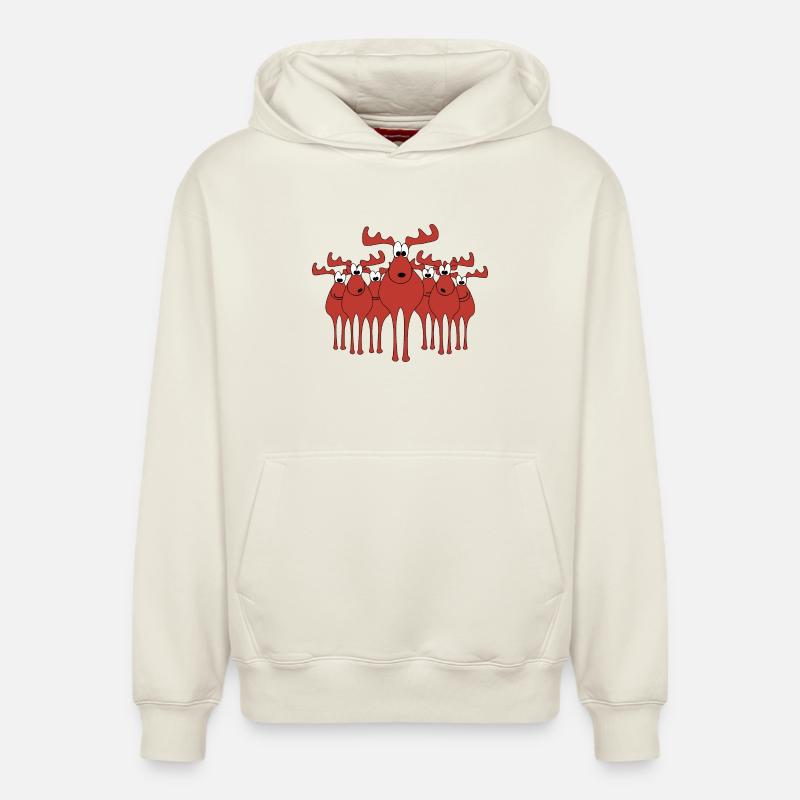 Élans - Sweat à capuche unisexe décontracté en coton biologique – de SPREAD - blanc cassé