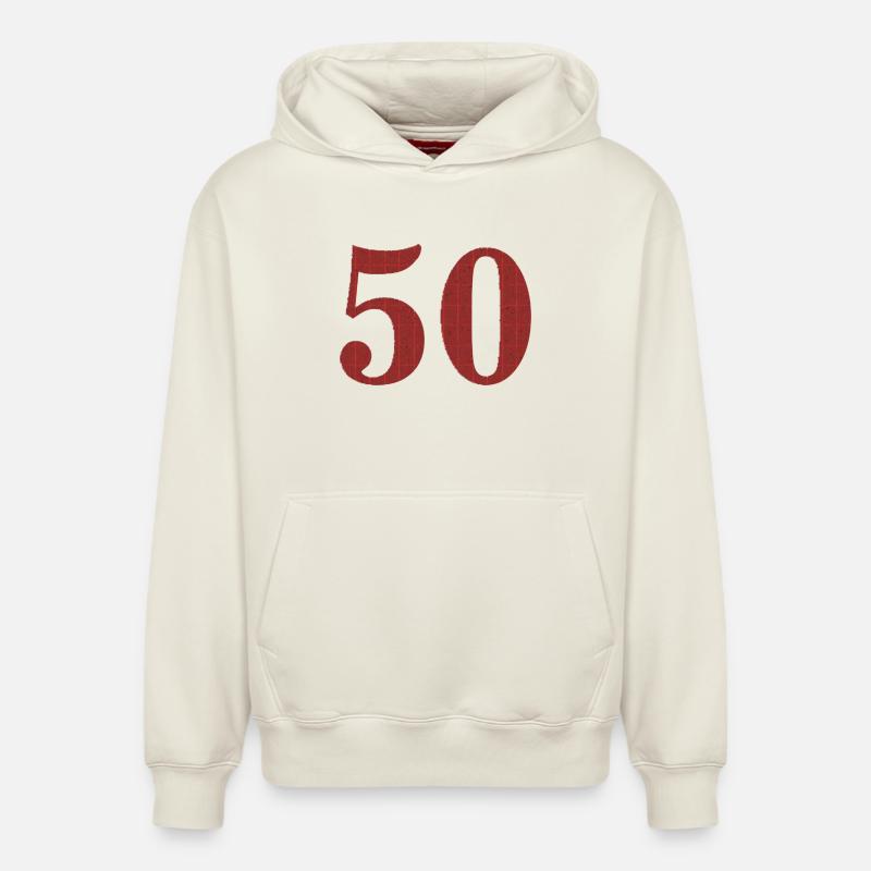 50e anniversaire - Sweat à capuche unisexe décontracté en coton biologique – de SPREAD - blanc cassé
