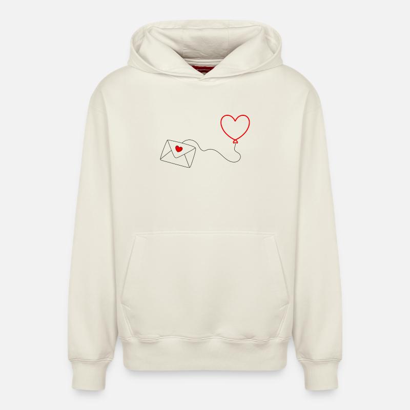 Saint-Valentin, Saint-Valentin, Saint-Valentin - Sweat à capuche unisexe décontracté en coton biologique – de SPREAD - blanc cassé
