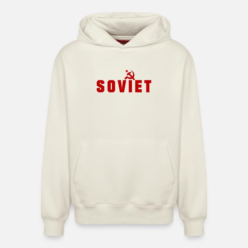 Soviétique - Russie - Sweat à capuche unisexe décontracté en coton biologique – de SPREAD - blanc cassé