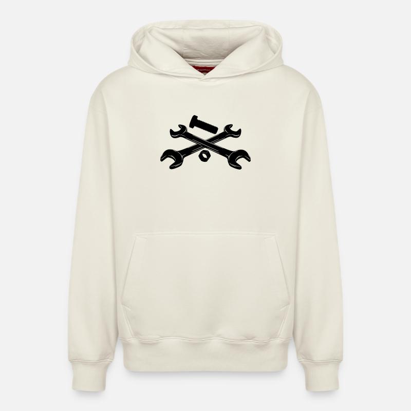 Clés boulon et écrou - Sweat à capuche unisexe décontracté en coton biologique – de SPREAD - blanc cassé