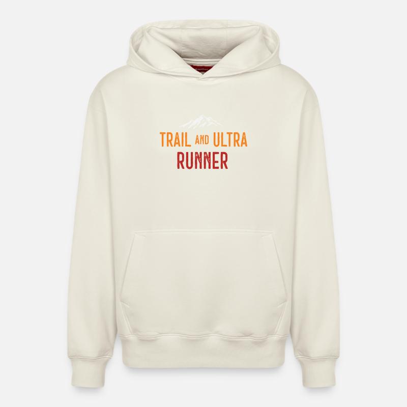 Trail et Ultra Runner - Sweat à capuche unisexe décontracté en coton biologique – de SPREAD - blanc cassé