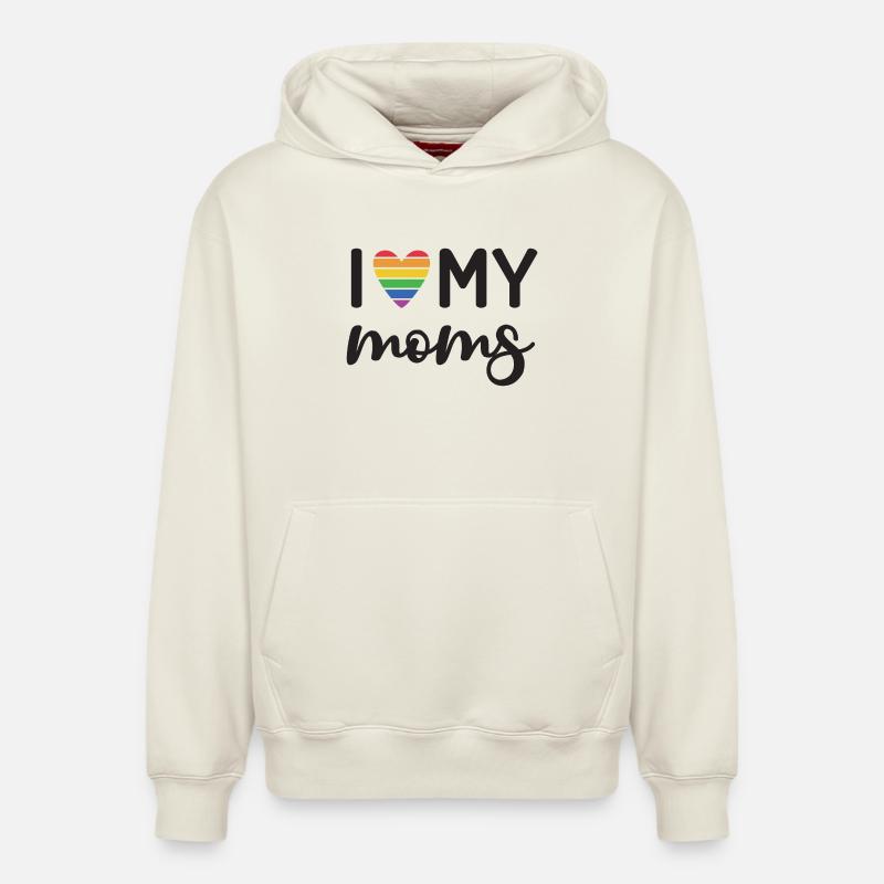 J’aime mes mamans - Sweat à capuche unisexe décontracté en coton biologique – de SPREAD - blanc cassé