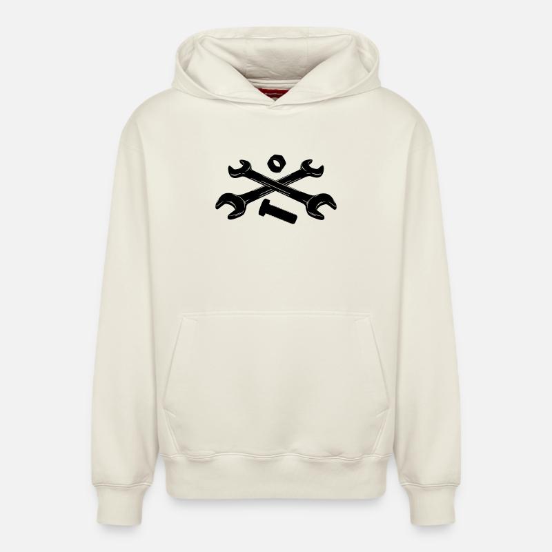 Outils clés écrou et boulon - Sweat à capuche unisexe décontracté en coton biologique – de SPREAD - blanc cassé