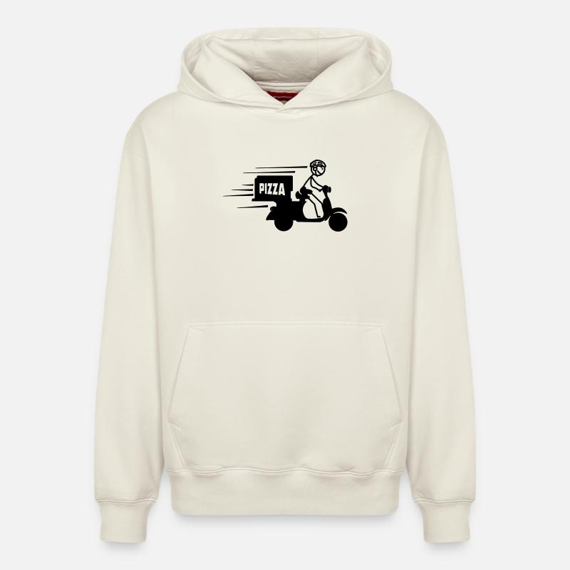 Rollerpaket oder Pizzatext PIZZA - Relaxed Unisex Organic Hoodie – von SPREAD - Naturweiß