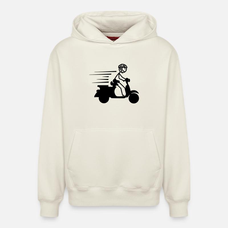 Scooter avec garçon stickmen - Sweat à capuche unisexe décontracté en coton biologique – de SPREAD - blanc cassé