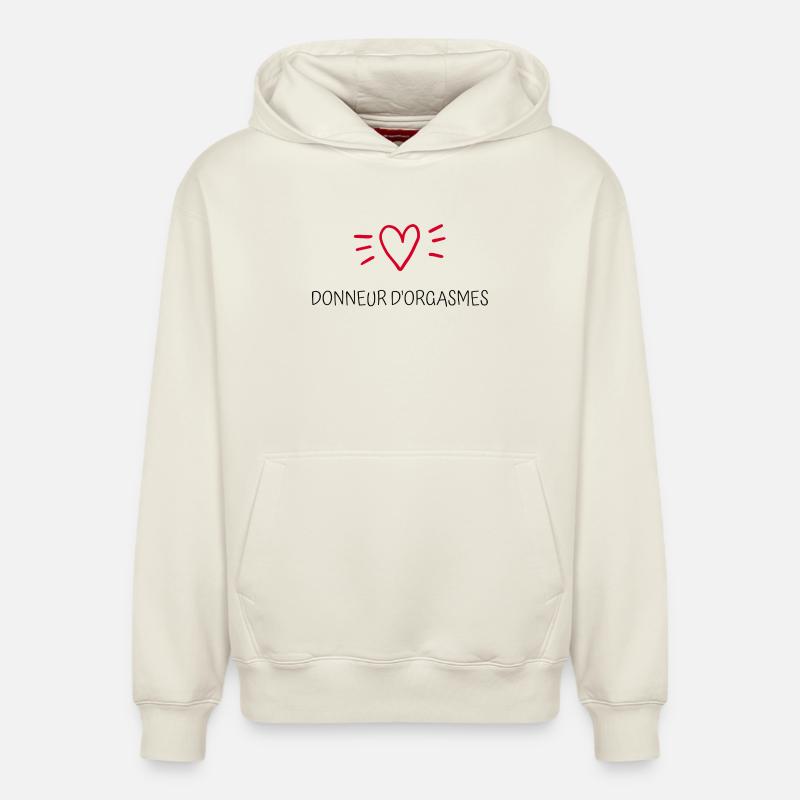 Donneur d'orgasmes - Sweat à capuche unisexe décontracté en coton biologique – de SPREAD - blanc cassé