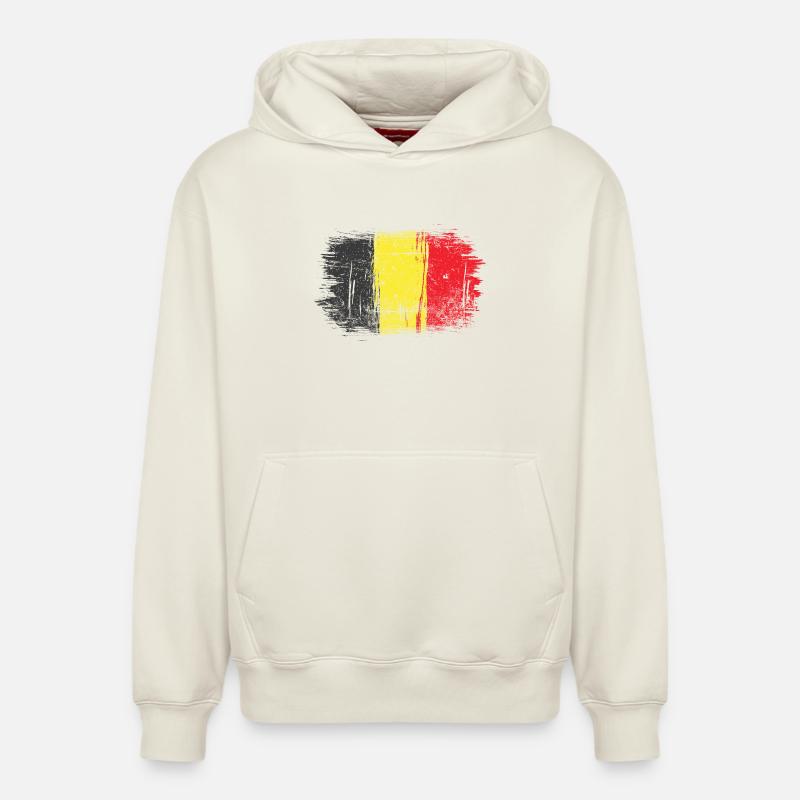 Coup de pinceau Drapeau belge - Sweat à capuche unisexe décontracté en coton biologique – de SPREAD - blanc cassé