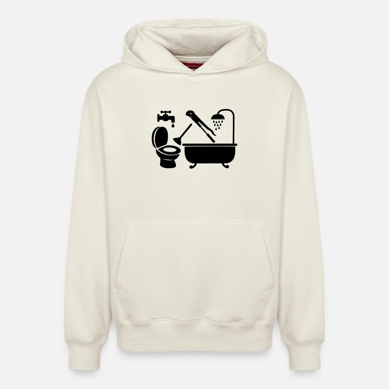 Logo plombier entreprise - Sweat à capuche unisexe décontracté en coton biologique – de SPREAD - blanc cassé