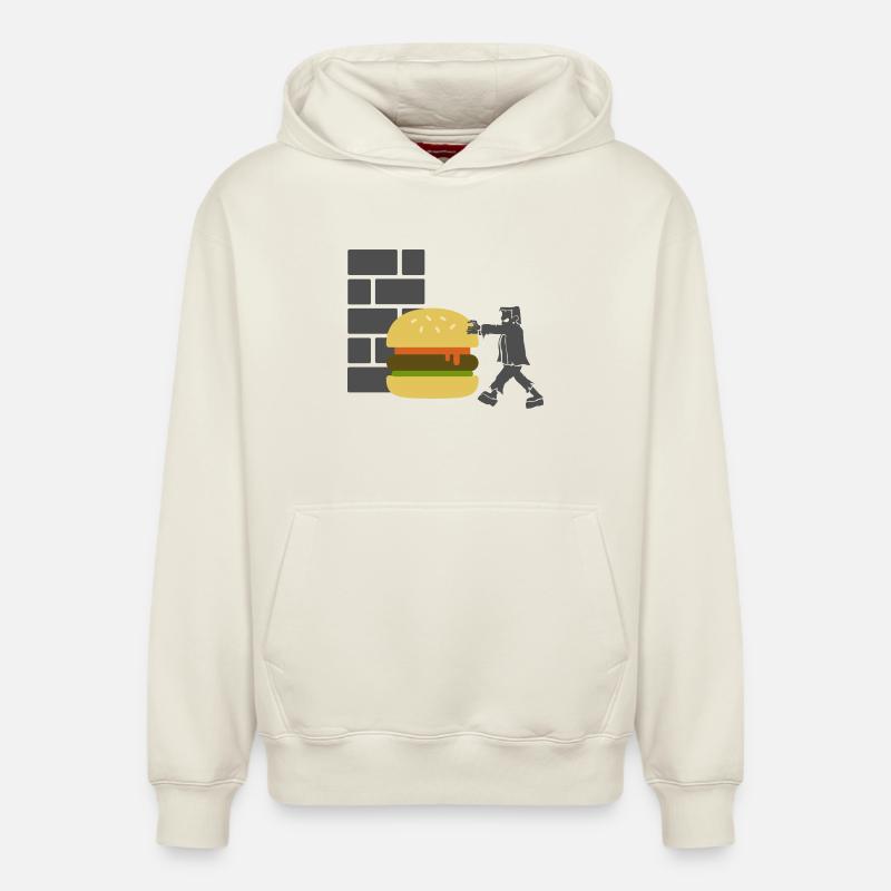 Burger Restauration rapide Logistique - Sweat à capuche unisexe décontracté en coton biologique – de SPREAD - blanc cassé