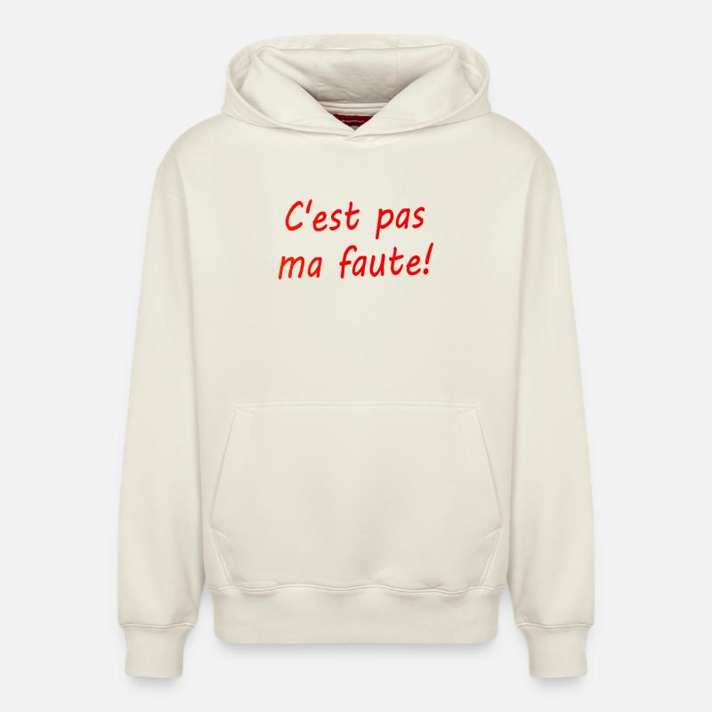 C'est pas ma faute ! - Sweat à capuche unisexe décontracté en coton biologique – de SPREAD - blanc cassé
