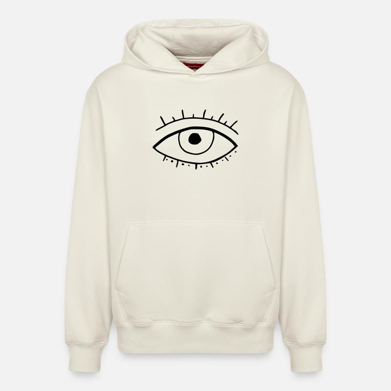 Oeil - Sweat à capuche unisexe décontracté en coton biologique – de SPREAD - blanc cassé