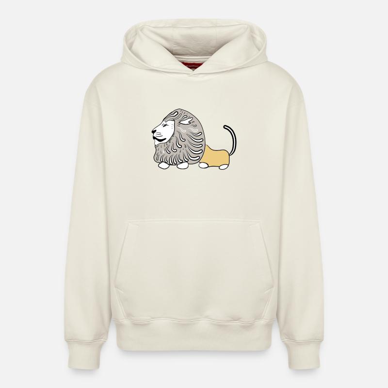 LION VECTER - Sweat à capuche unisexe décontracté en coton biologique – de SPREAD - blanc cassé