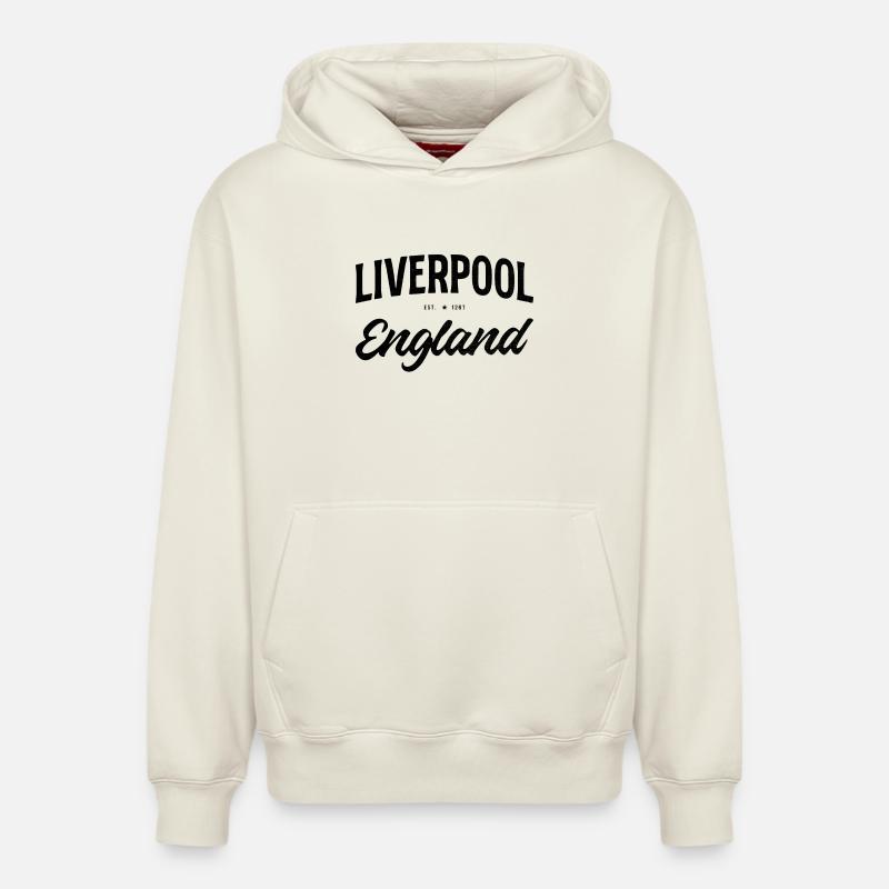 Liverpool Retro Design England - Sweat à capuche unisexe décontracté en coton biologique – de SPREAD - blanc cassé