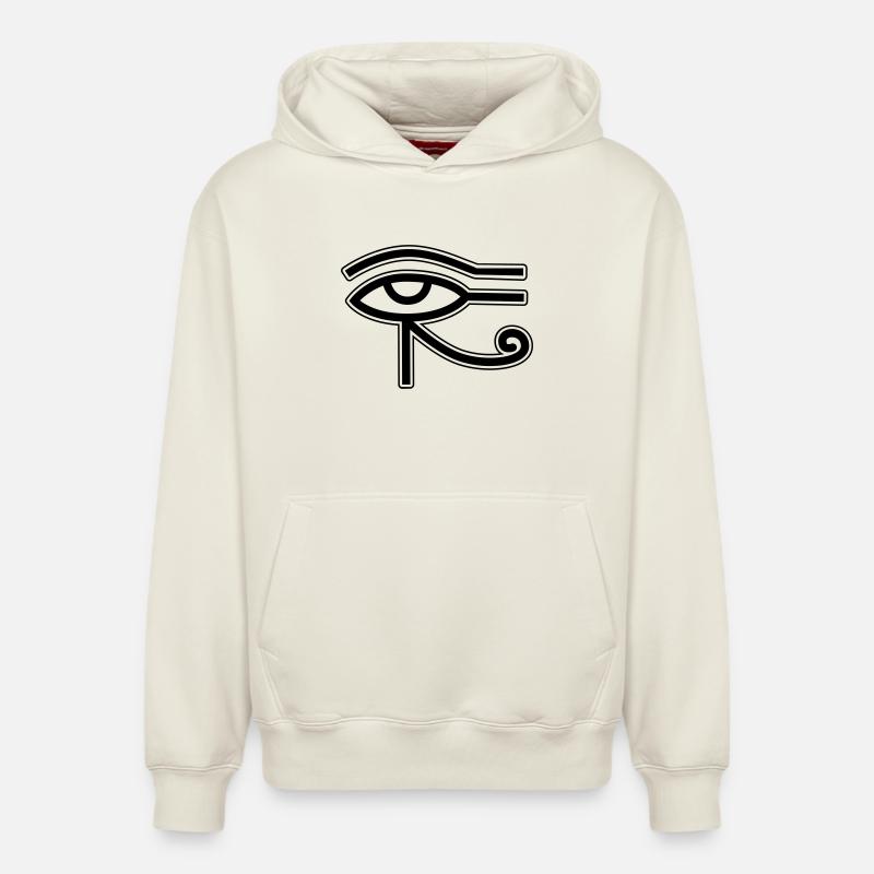 Oeil Horus Egypte - Sweat à capuche unisexe décontracté en coton biologique – de SPREAD - blanc cassé