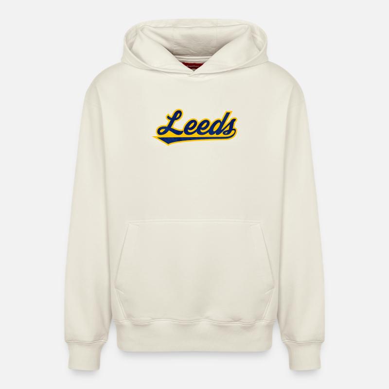 Lettrage Leeds Uk - Sweat à capuche unisexe décontracté en coton biologique – de SPREAD - blanc cassé