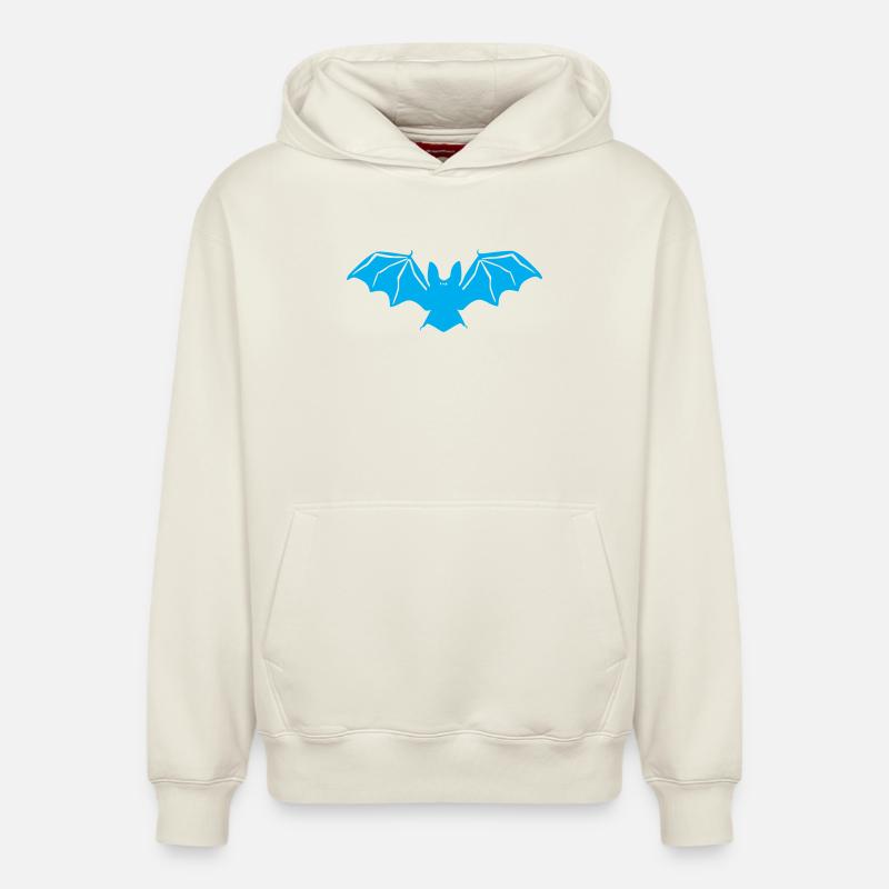 Silhouette de chauve-souris bleue - Sweat à capuche unisexe décontracté en coton biologique – de SPREAD - blanc cassé