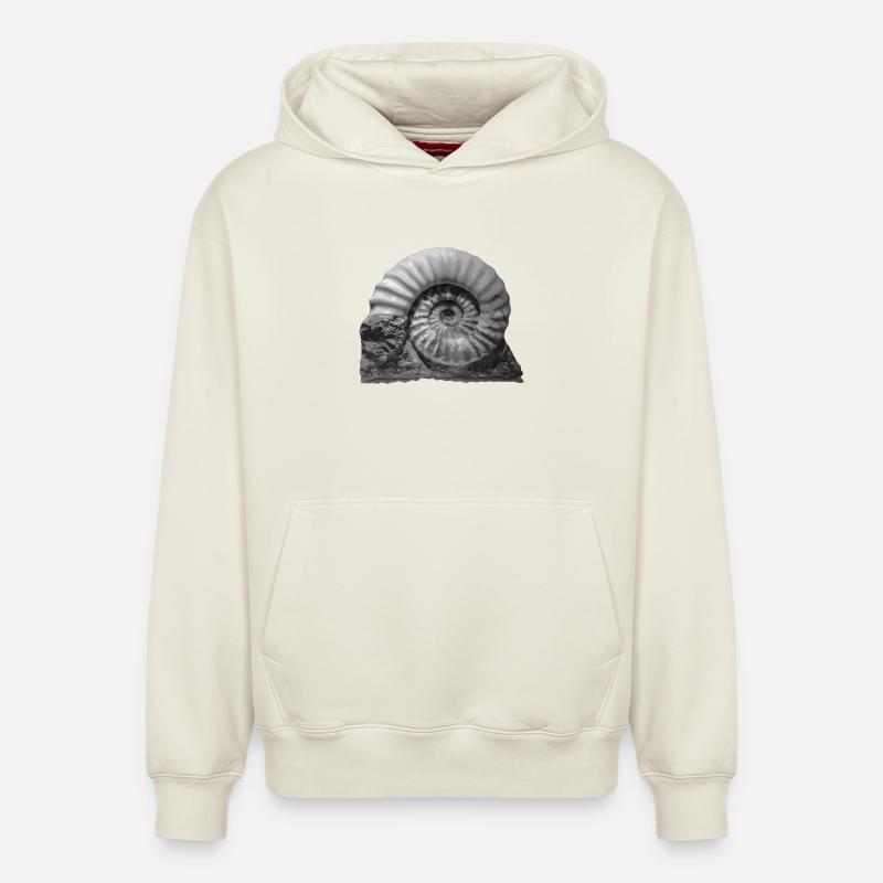 Ammonite - Sweat à capuche unisexe décontracté en coton biologique – de SPREAD - blanc cassé