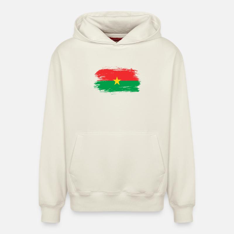 Drapeau du Burkina Faso - Sweat à capuche unisexe décontracté en coton biologique – de SPREAD - blanc cassé