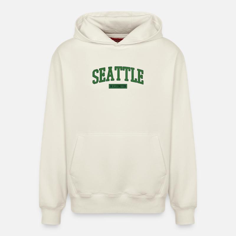 Seattle Washington États-Unis - Sweat à capuche unisexe décontracté en coton biologique – de SPREAD - blanc cassé