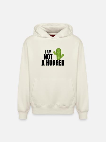 Ich bin kein Umarmer, Umarmer, Kaktus - Relaxed Unisex Organic Hoodie – von SPREAD - Naturweiß