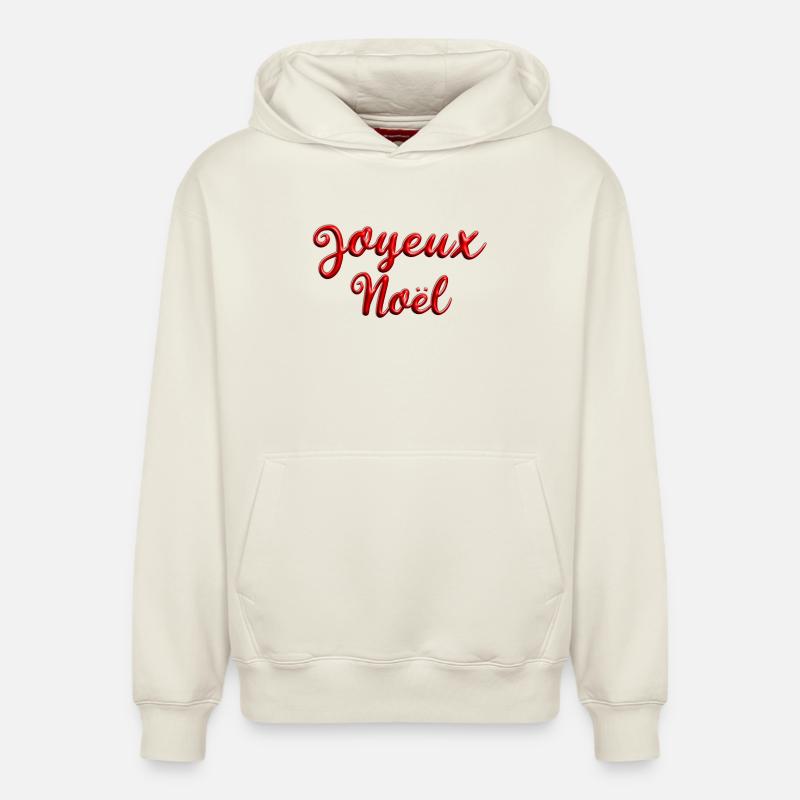Joyeux Noël Script Rouge - Sweat à capuche unisexe décontracté en coton biologique – de SPREAD - blanc cassé