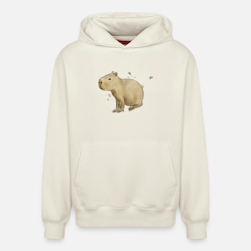 Capybara - Sweat à capuche unisexe décontracté en coton biologique – de SPREAD - blanc cassé