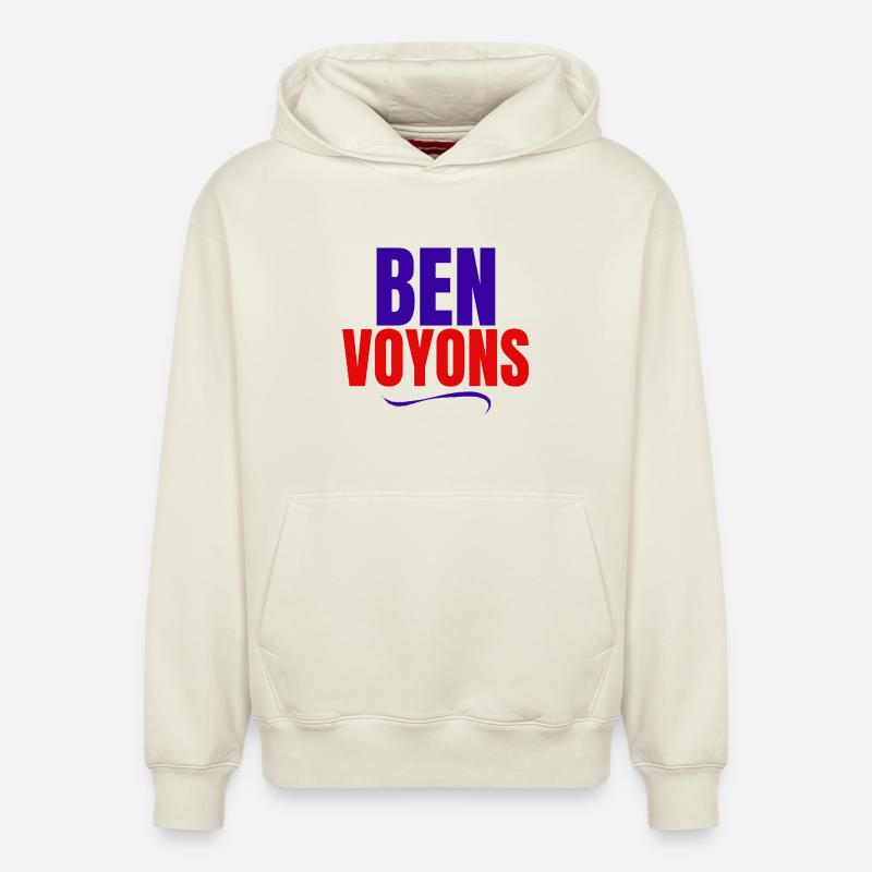ben voyons, expression - Sweat à capuche unisexe décontracté en coton biologique – de SPREAD - blanc cassé