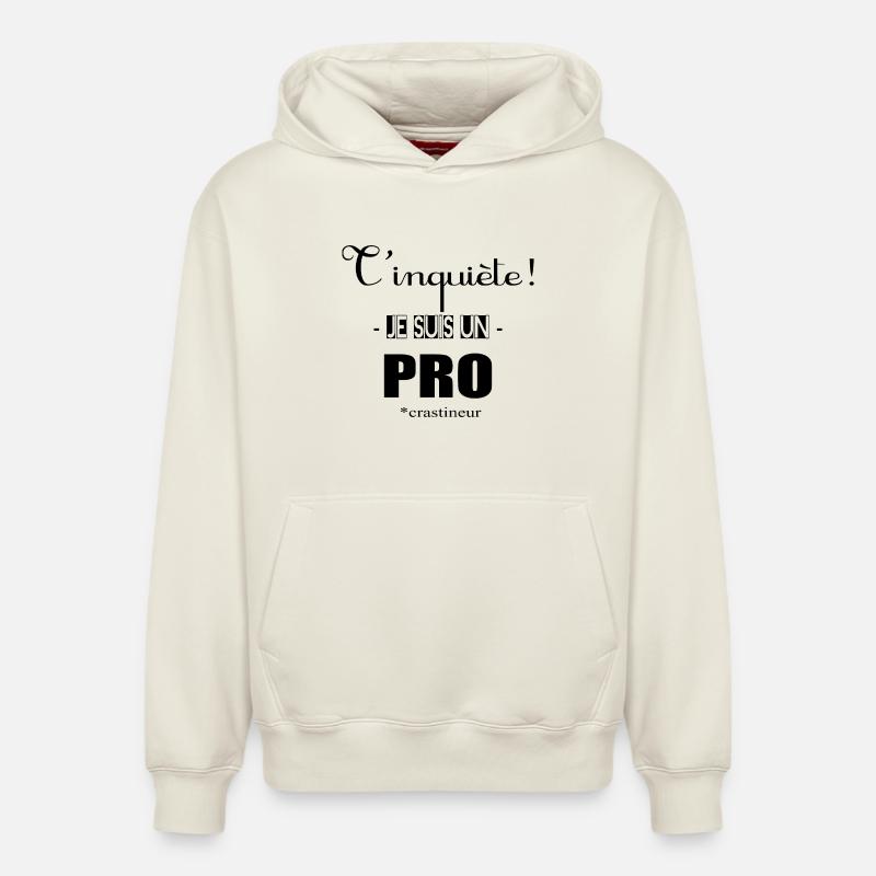 Procrastinateur - Sweat à capuche unisexe décontracté en coton biologique – de SPREAD - blanc cassé