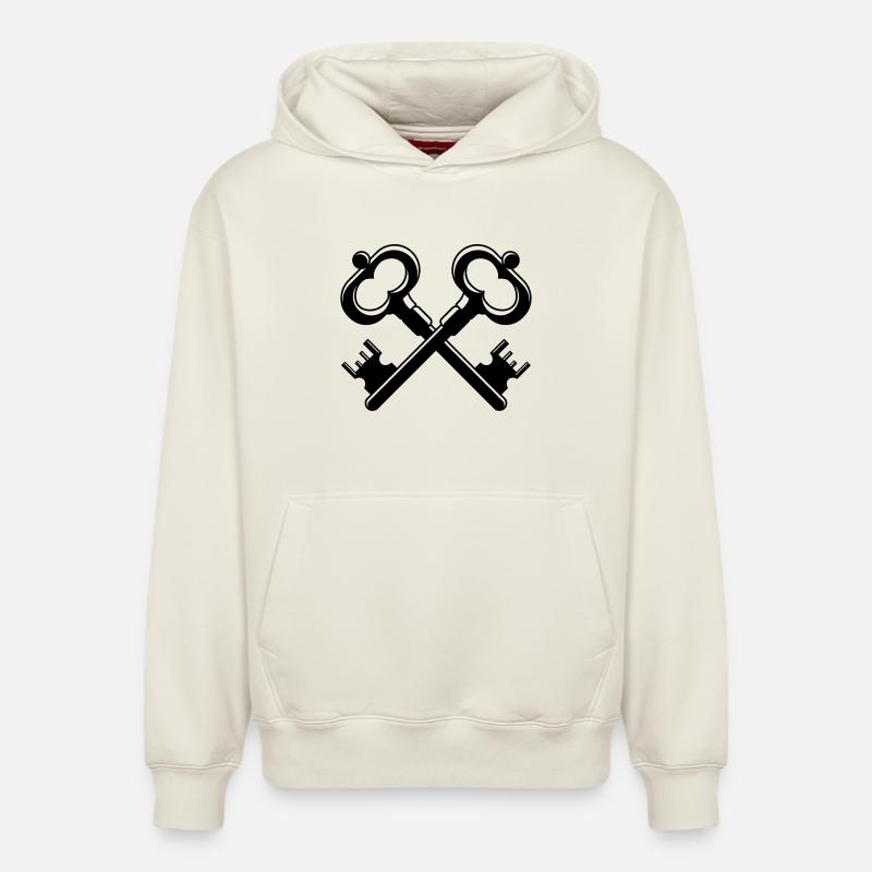 Clés croisées - Sweat à capuche unisexe décontracté en coton biologique – de SPREAD - blanc cassé