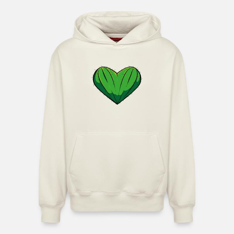 Cœur Cactus - Sweat à capuche unisexe décontracté en coton biologique – de SPREAD - blanc cassé