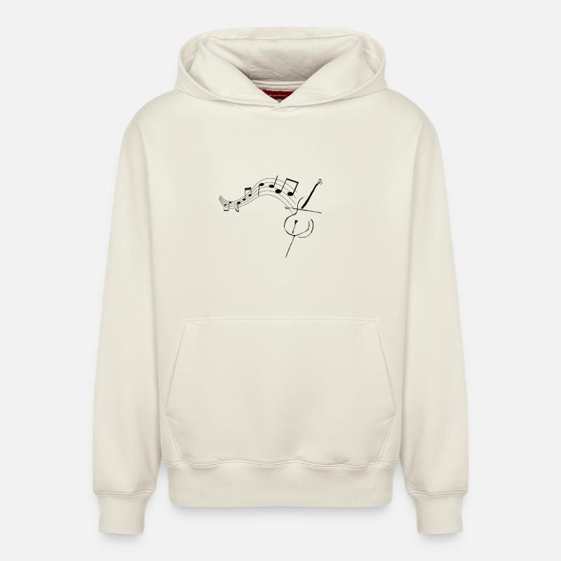 Violoncelle avec notes1 - Sweat à capuche unisexe décontracté en coton biologique – de SPREAD - blanc cassé