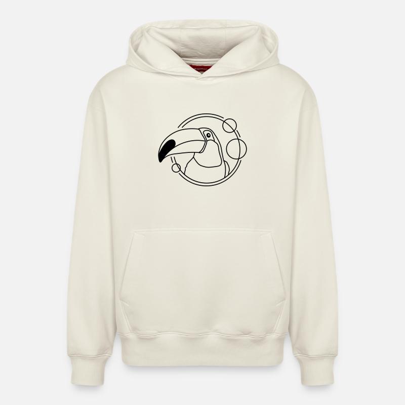 Toucan en design géométrique - Sweat à capuche unisexe décontracté en coton biologique – de SPREAD - blanc cassé