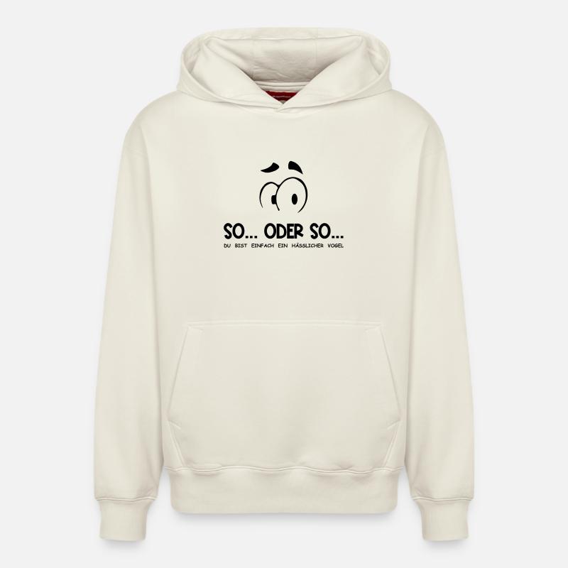 So...Oder So: Hässlicher Vogel - Schwarz - Relaxed Unisex Organic Hoodie – von SPREAD - Naturweiß