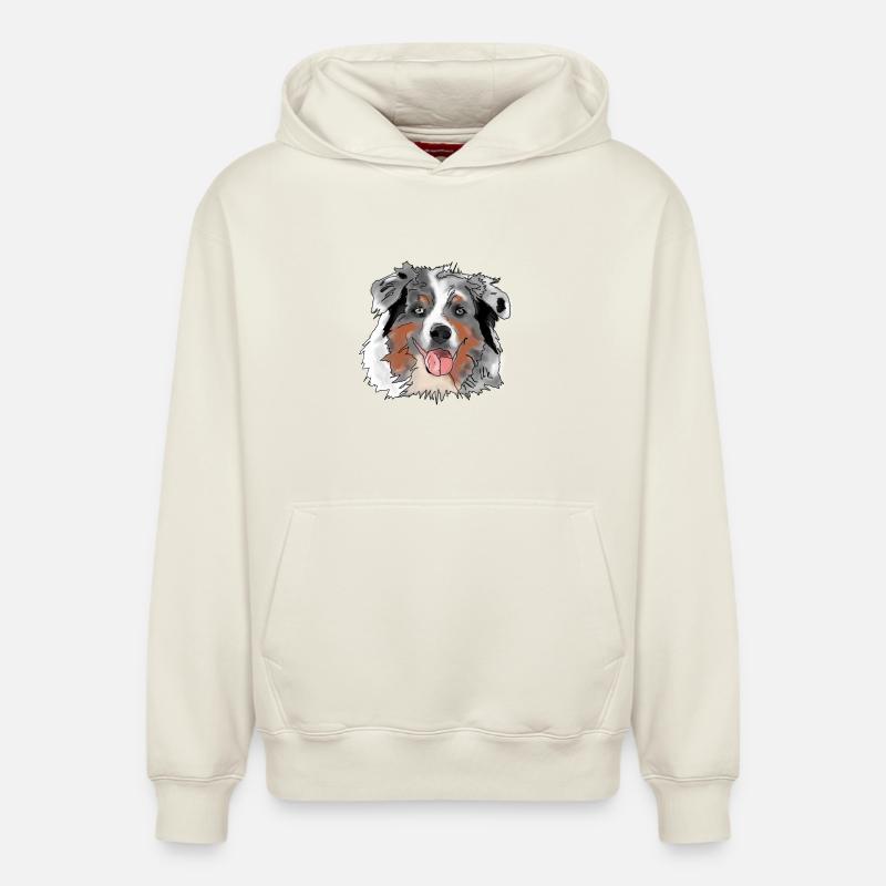 Berger australien - Sweat à capuche unisexe décontracté en coton biologique – de SPREAD - blanc cassé
