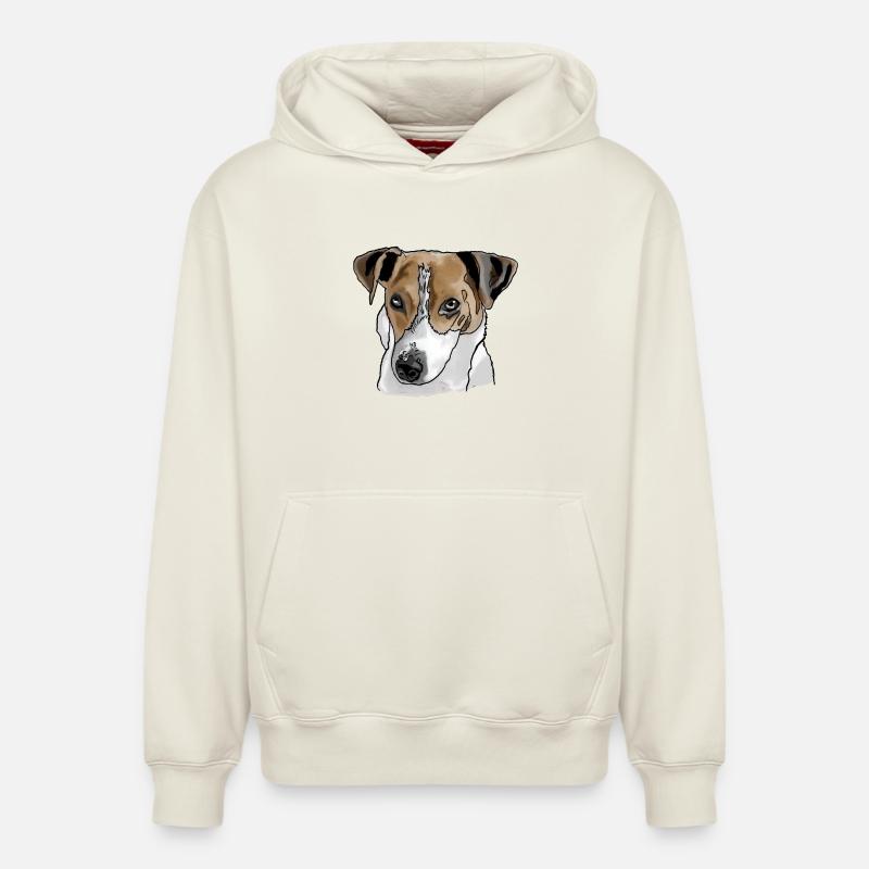 Jack Russel Terrier - Sweat à capuche unisexe décontracté en coton biologique – de SPREAD - blanc cassé