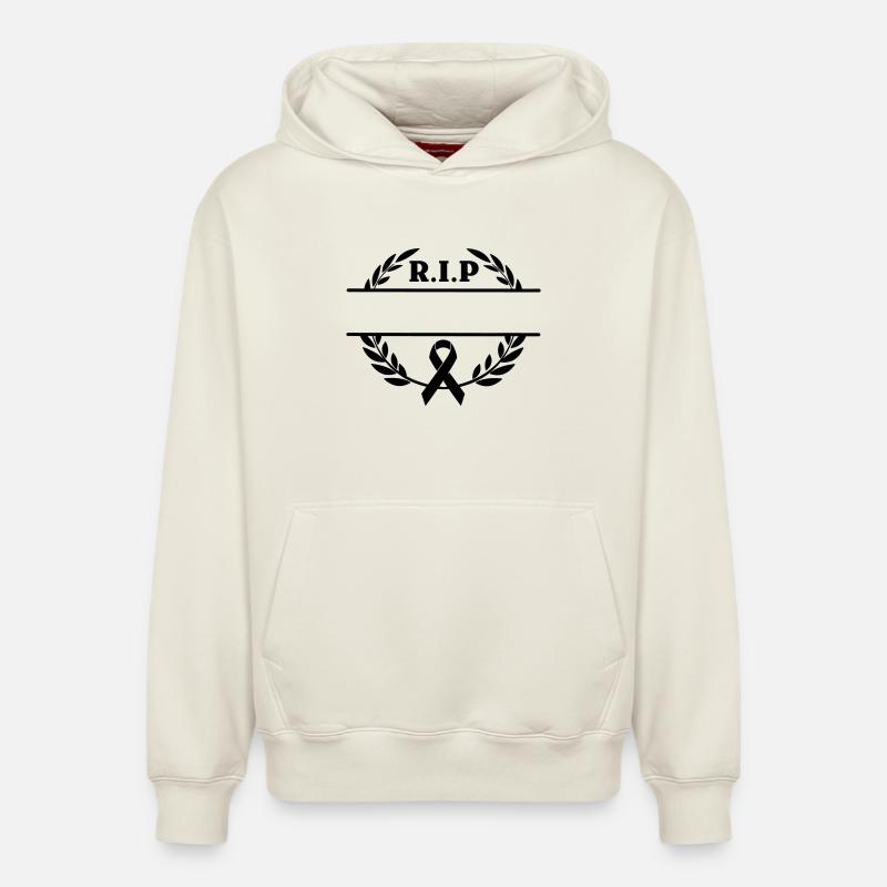 Lorbeerkranz R.I.P. Monogramm - Relaxed Unisex Organic Hoodie – von SPREAD - Naturweiß