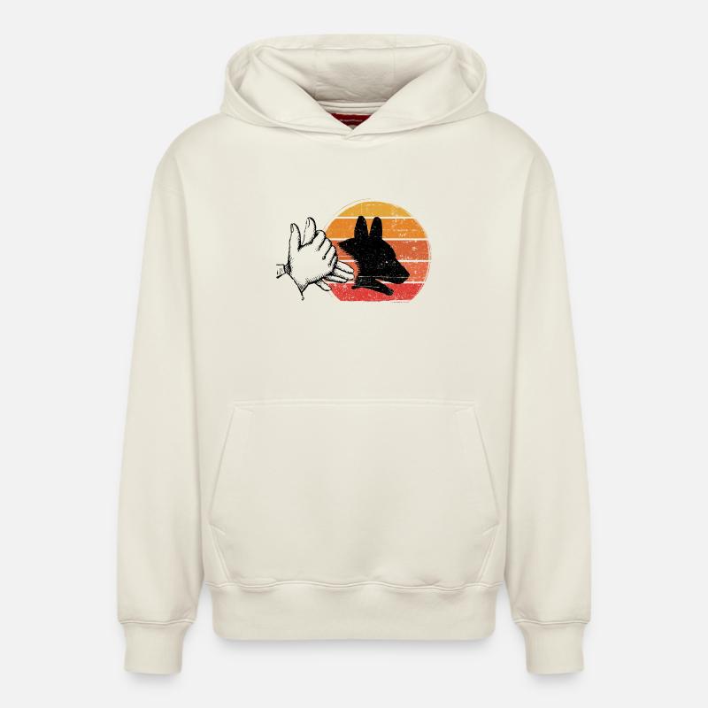 Animal Shadows chien - Sweat à capuche unisexe décontracté en coton biologique – de SPREAD - blanc cassé
