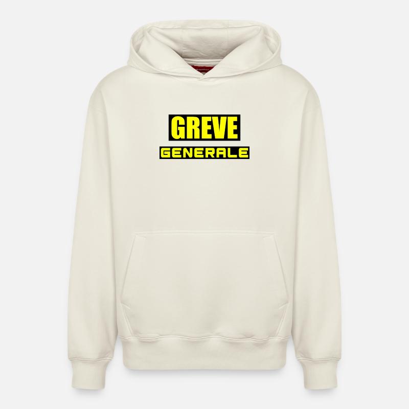 Grève générale - Sweat à capuche unisexe décontracté en coton biologique – de SPREAD - blanc cassé