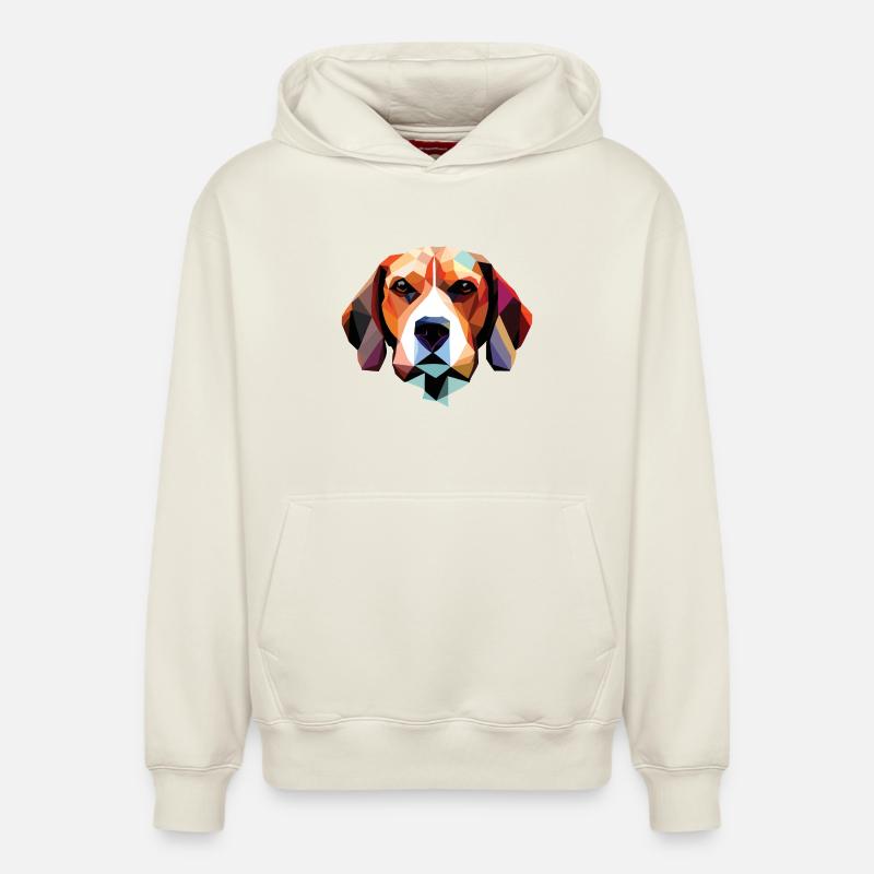 Polygone de chien beagle - Sweat à capuche unisexe décontracté en coton biologique – de SPREAD - blanc cassé