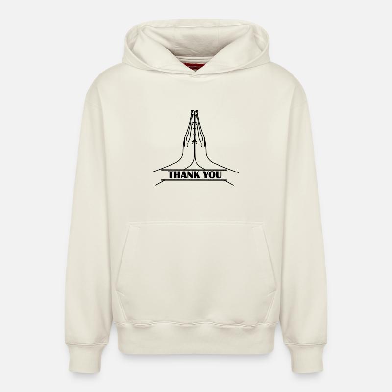 Namaste MERCI - Sweat à capuche unisexe décontracté en coton biologique – de SPREAD - blanc cassé