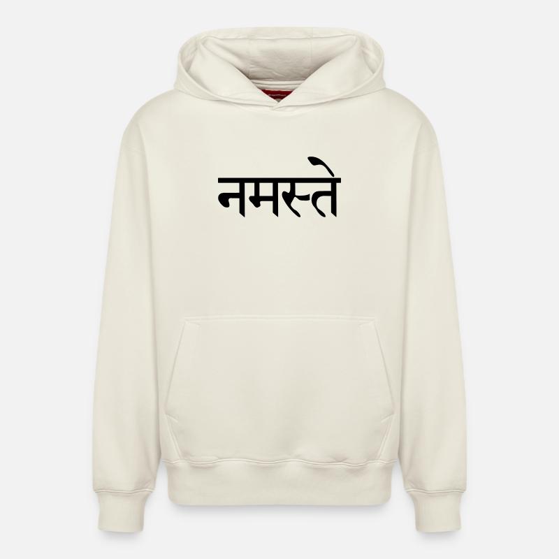 Namaste Sanskrit écrit - Sweat à capuche unisexe décontracté en coton biologique – de SPREAD - blanc cassé