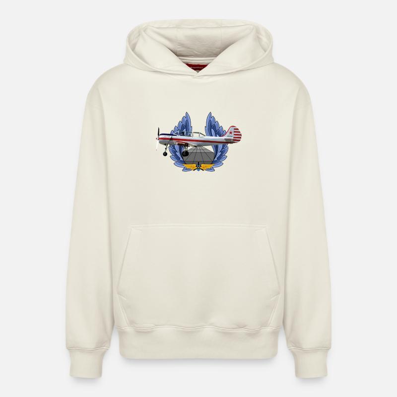Yak-52 - Sweat à capuche unisexe décontracté en coton biologique – de SPREAD - blanc cassé